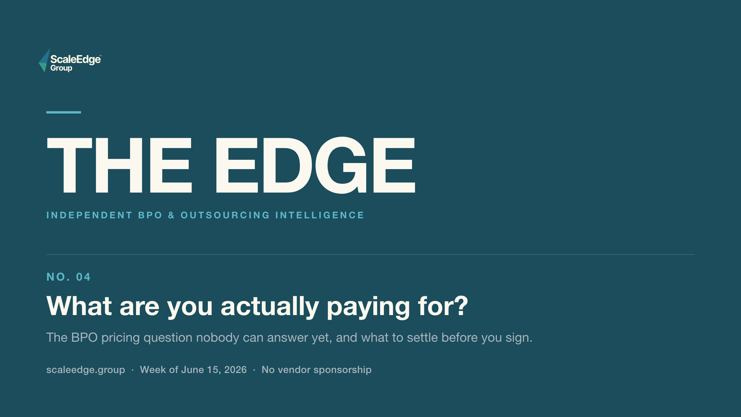 What are you actually paying for? The BPO pricing question nobody can answer yet.