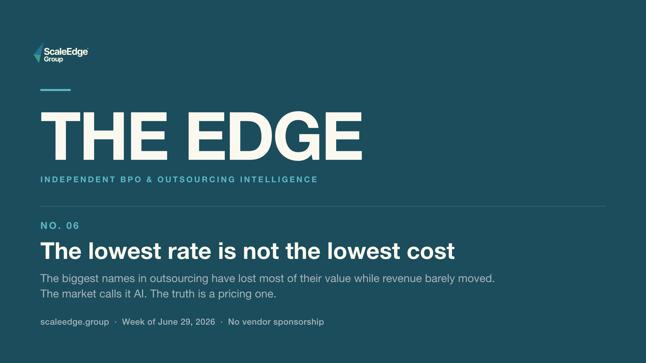 The Edge No. 06, The lowest rate is not the lowest cost