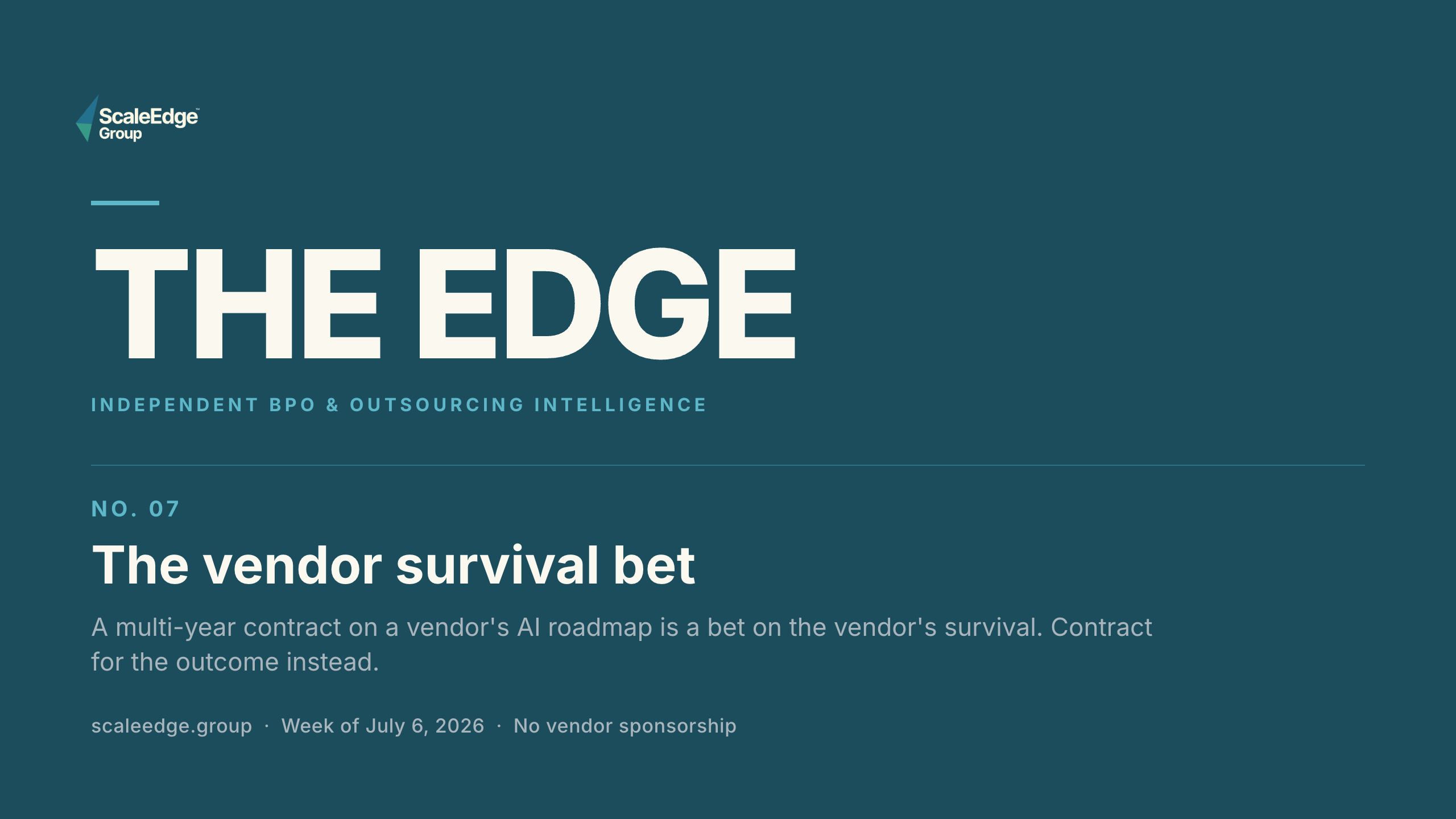 The Edge No. 07, The vendor survival bet