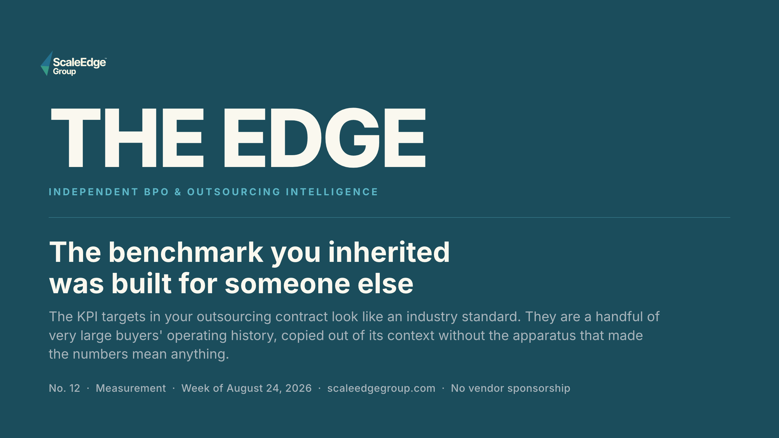 The Edge No. 12, The benchmark you inherited was built for someone else